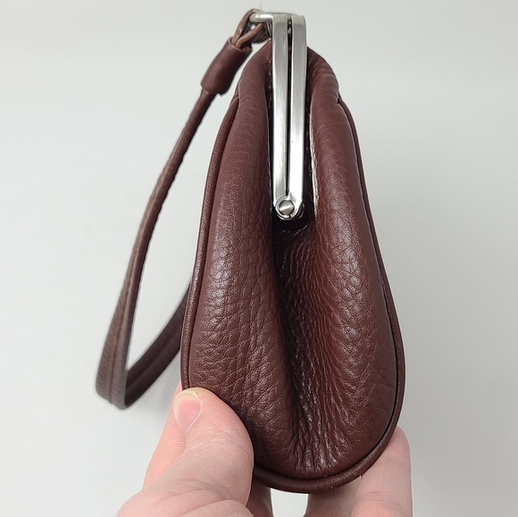 Vtg 90s Y2K Brown Leather Studded Short Strap Hand Shoulder Bag Animal Print - Picture 6 of 10